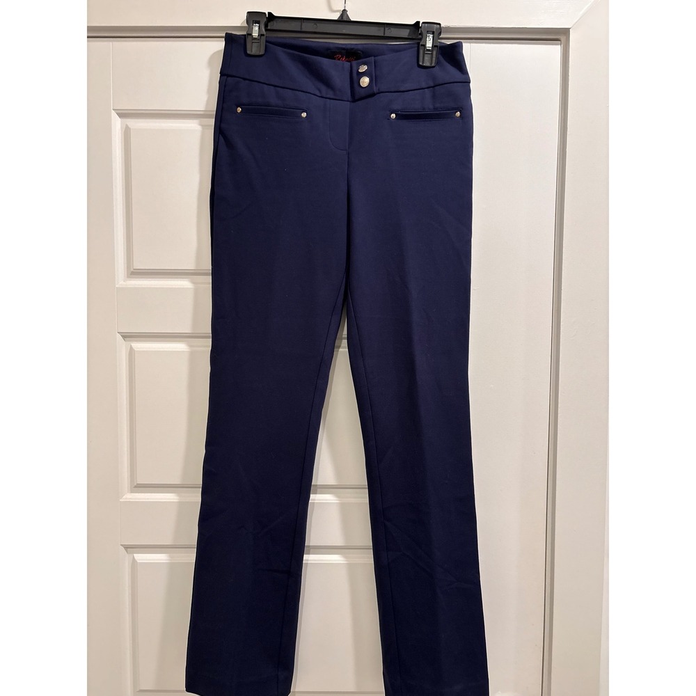 Rekucci Womens Navy Blue Ease In Into Style Bootcut Dress Pants Size 8
